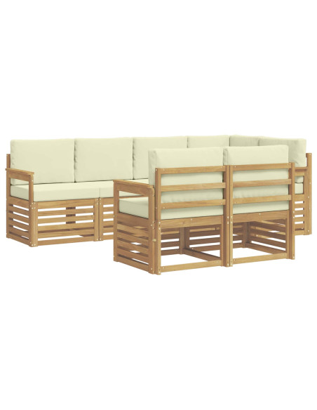 Set di divani da esterno 7 pcs Bianco e Crema