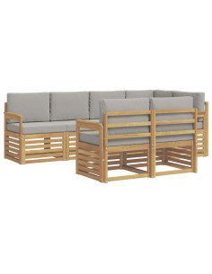 Set di divani da esterno 7 pcs Bianco e Grigio Chiaro 2