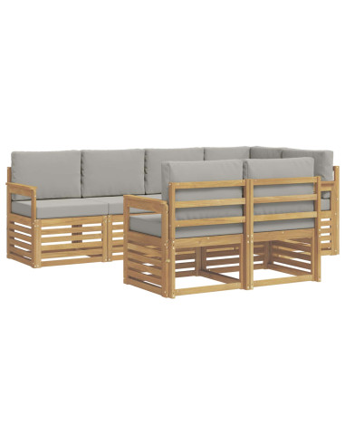 Set di divani da esterno 7 pcs Bianco e Grigio Chiaro