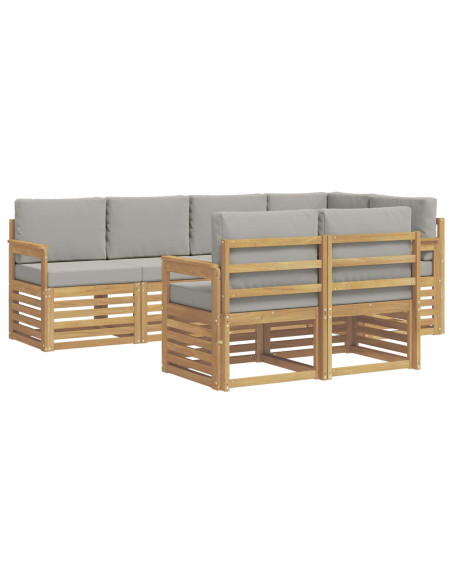 Set di divani da esterno 7 pcs Bianco e Grigio Chiaro