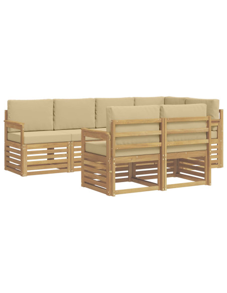 Set di divani da esterno 7 pcs Bianco e Beige