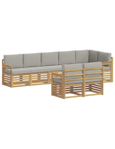 Set di divani da esterno 8 pcs Bianco e Grigio Chiaro