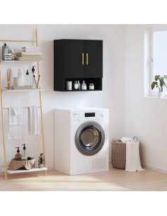Armadietto a Muro Nero 60x31x70 cm in Legno Multistrato