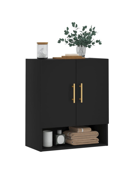 Armadietto a Muro Nero 60x31x70 cm in Legno Multistrato