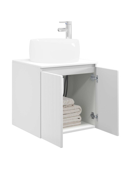 Mobile Lavabo da Parete Bianco Lucido 49,5 x 44,5 x 66 cm