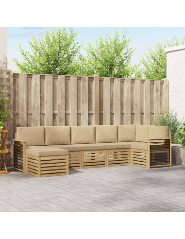 Set di divani da esterno 7 pcs Bianco e Beige