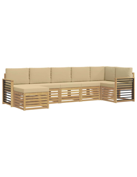 Set di divani da esterno 7 pcs Bianco e Beige