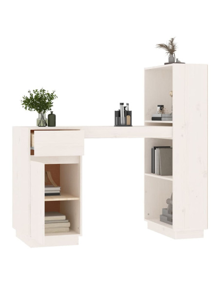 Scrivania Bianca 110x53x117 cm in Legno Massello di Pino