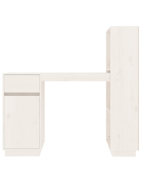 Scrivania Bianca 110x53x117 cm in Legno Massello di Pino
