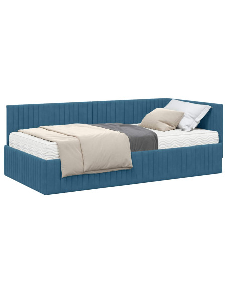 Struttura Letto Angolare con Materasso 2 pcs Blu Velluto