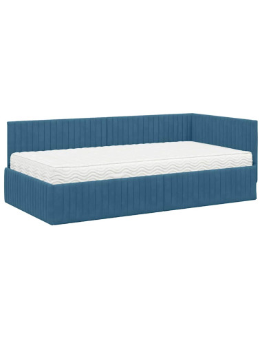 Struttura Letto Angolare con Materasso 2 pcs Blu Velluto