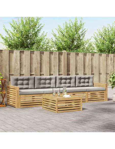 Set di divani da esterno 5 pcs Bianco e Grigio Chiaro