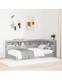 Letto Libreria Grigio sonoma 100 x 200 cm Legno multistrato