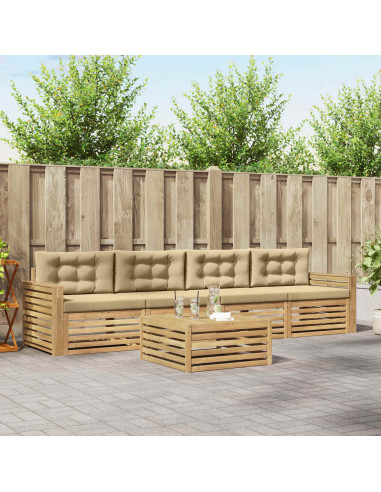 Set di divani da esterno 5 pcs Bianco e Beige