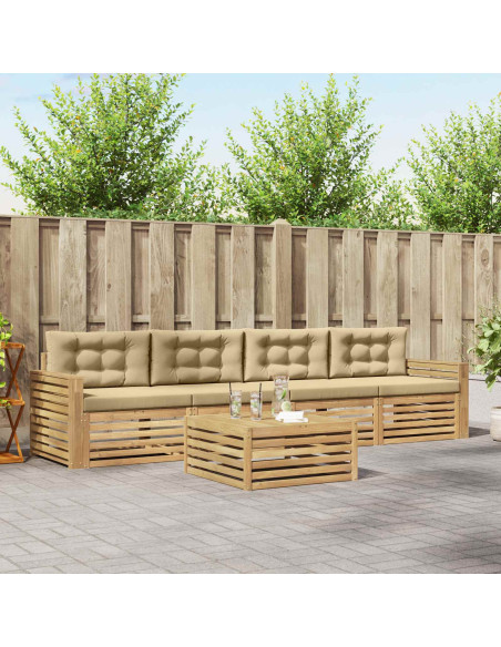 Set di divani da esterno 5 pcs Bianco e Beige