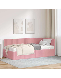 Struttura Letto Angolare con Materasso 2 pcs Grigio Velluto