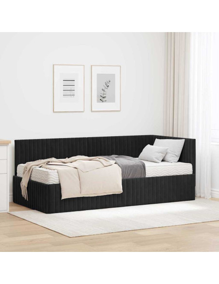 Struttura Letto Angolare con Materasso 2 pcs Nero Velluto