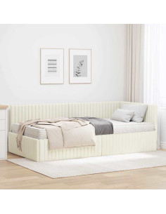 Struttura Letto Angolare con Materasso 2 pcs Crema Velluto