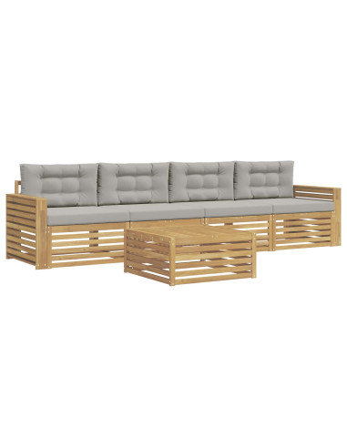 Set di divani da esterno 5 pcs Bianco e Grigio Chiaro