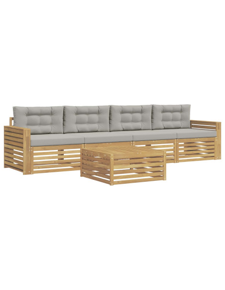 Set di divani da esterno 5 pcs Bianco e Grigio Chiaro