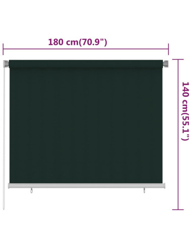 Tenda a Rullo per Esterni 180x140 cm Verde Scuro HDPE