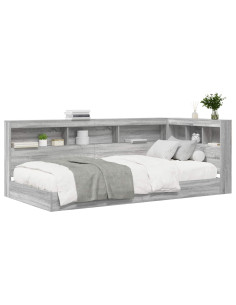 Letto Libreria Grigio sonoma 100 x 200 cm Legno multistrato 2