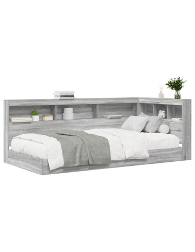 Letto Libreria Grigio sonoma 100 x 200 cm Legno multistrato