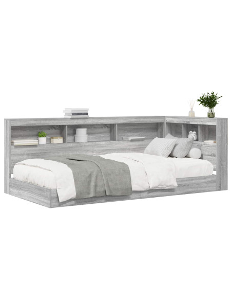 Letto Libreria Grigio sonoma 100 x 200 cm Legno multistrato
