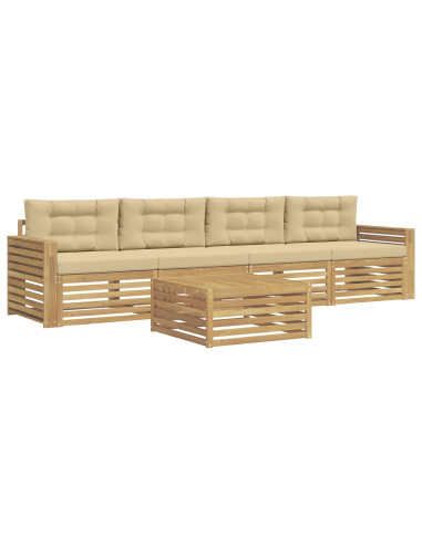 Set di divani da esterno 5 pcs Bianco e Beige