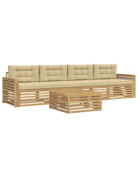 Set di divani da esterno 5 pcs Bianco e Beige