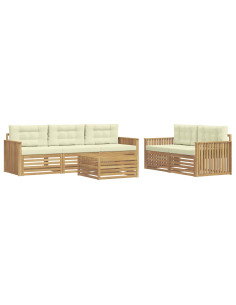 Set di divani da esterno 6 pcs Bianco e Crema 2