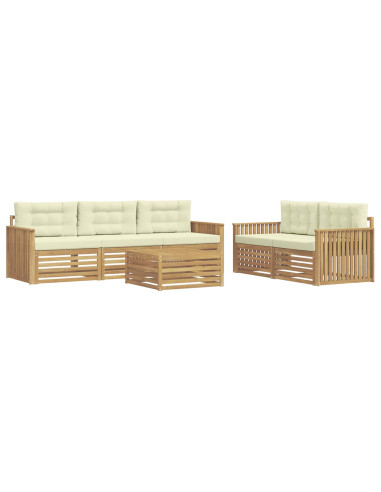 Set di divani da esterno 6 pcs Bianco e Crema
