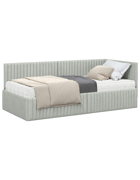 Struttura Letto Angolare con Materasso 2 pcs Grigio chiaro