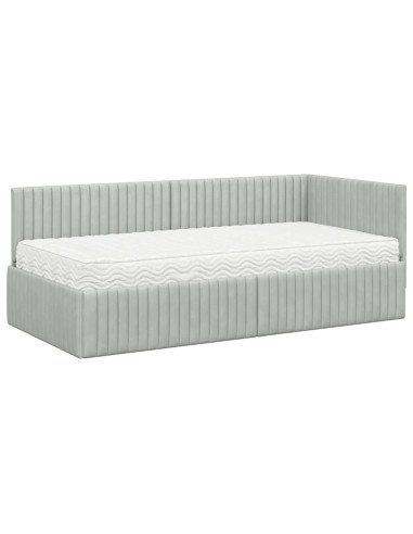Struttura Letto Angolare con Materasso 2 pcs Grigio chiaro