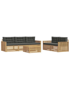 Set di divani da esterno 6 pcs Bianco e Antracite 2
