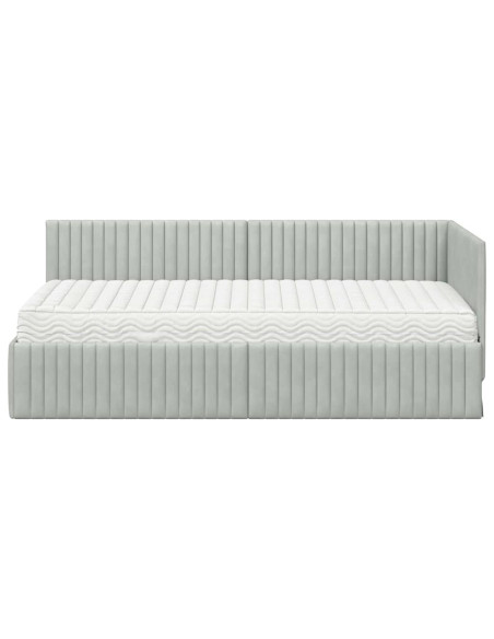 Struttura Letto Angolare con Materasso 2 pcs Grigio chiaro