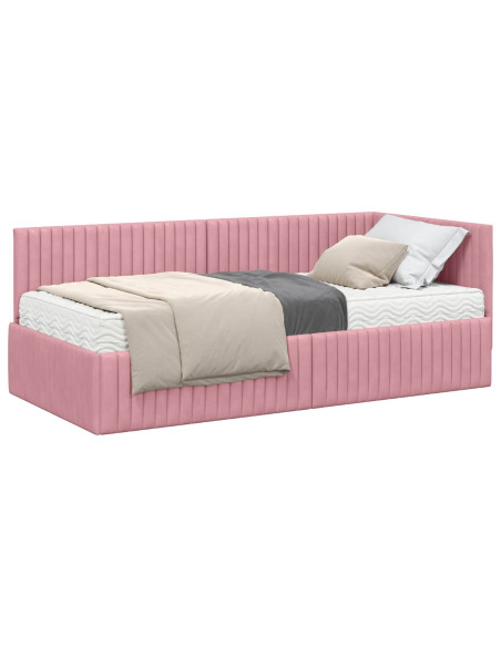 Struttura Letto Angolare con Materasso 2 pcs Grigio Velluto