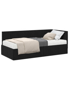 Struttura Letto Angolare con Materasso 2 pcs Nero Velluto 2