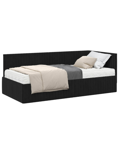 Struttura Letto Angolare con Materasso 2 pcs Nero Velluto