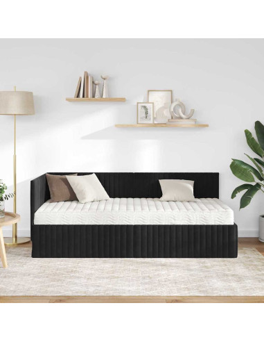 Struttura Letto Angolare con Materasso 2 pcs Nero Velluto