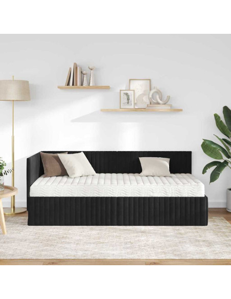 Struttura Letto Angolare con Materasso 2 pcs Nero Velluto