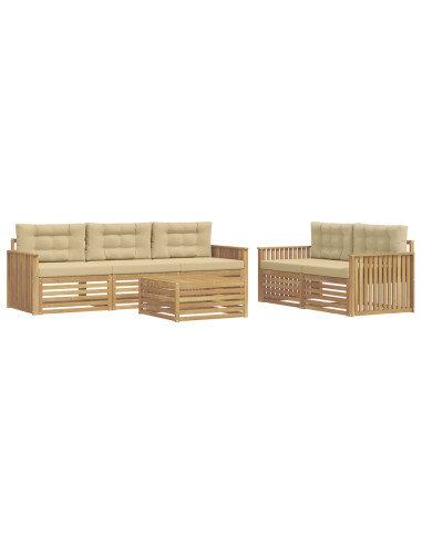 Set di divani da esterno 6 pcs Bianco e Beige