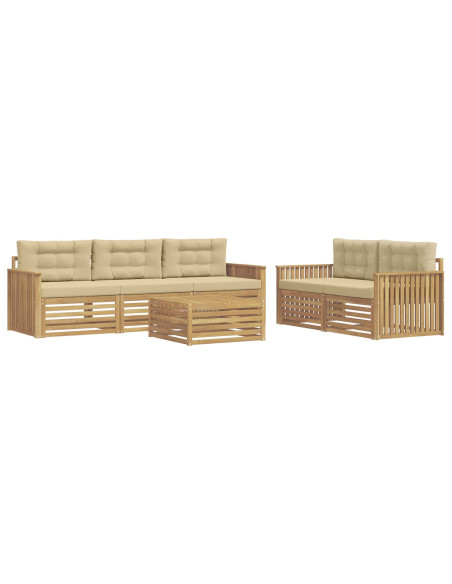 Set di divani da esterno 6 pcs Bianco e Beige