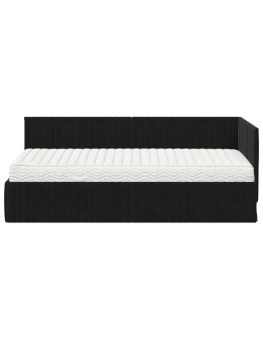 Struttura Letto Angolare con Materasso 2 pcs Nero Velluto