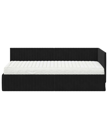 Struttura Letto Angolare con Materasso 2 pcs Nero Velluto