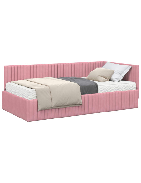 Struttura Letto Angolare con Materasso 2 pcs Grigio Velluto