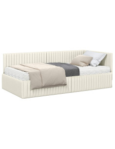 Struttura Letto Angolare con Materasso 2 pcs Crema Velluto 2