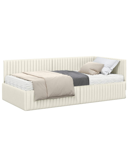 Struttura Letto Angolare con Materasso 2 pcs Crema Velluto