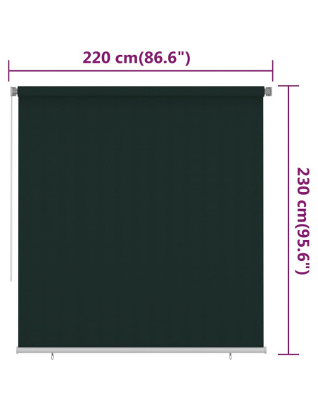 Tenda a Rullo per Esterni 220x230 cm Verde Scuro HDPE