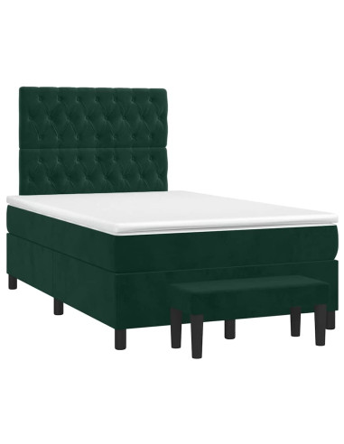 Giroletto a Molle con Materasso Verde Scuro 120x190 cm Velluto